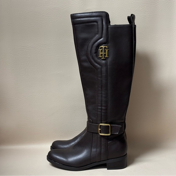 Tommy Hilfiger TWPARSUN 2 Dark Brown Side Zip Knee High Boots Women's Sz 6M - Picture 1 of 7